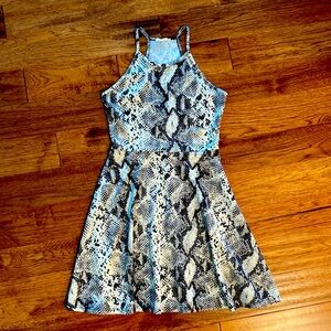 Olivia Rae black/gray/off-white reptile print dress